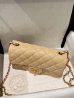Chanel Classic Bell Bag 11 Handbags Beige Leather Lock Gold 20cm - Image 5