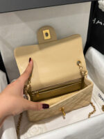 Chanel Classic Bell Bag 11 Handbags Beige Leather Lock Gold 20cm - Image 2