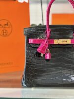 HN 30 Black/Pink Genuine Crocodile Leather – Custom Made - Image 2