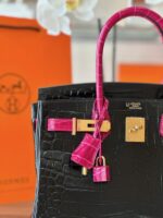 HN 30 Black/Pink Genuine Crocodile Leather – Custom Made - Image 4