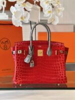 HN 30 Red/Liam Blue Genuine Crocodile Leather Gold Hardware. – Custom Made - Image 2