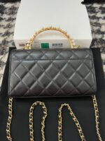 Chanel Woc Black Handbags Pearl Handle Plated Lock Gold 19cm - Image 8