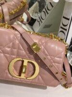 Dior Pink Plaid Super Quality Women’s Handbag with Gold Lock 25cm - Image 6