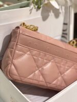Dior Pink Plaid Super Quality Women’s Handbag with Gold Lock 25cm - Image 7
