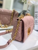Dior Pink Plaid Super Quality Women’s Handbag with Gold Lock 25cm - Image 8