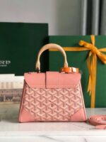 Goyard Saigon Handbag Pink Women’s Wooden Handle 20x15cm - Image 7