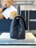 Chanel Coco Handbag Leather Black With Silver Lock 23cm - Image 5