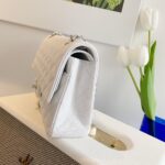 Chanel Classic Flap Medium White with Gold Hardware - Image 2