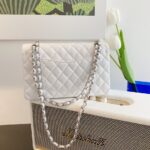 Chanel Classic Flap Medium White with Gold Hardware - Image 3