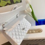Chanel Classic Flap Medium White with Gold Hardware - Image 4