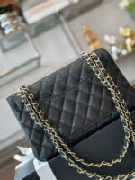 Chanel Classic Handbags With Lock Gold Black Leather 23cm - Image 7