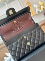 Chanel Classic Handbags With Lock Gold Black Leather 23cm - Image 4