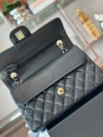 Chanel Classic Handbags With Lock Gold Black Leather 23cm - Image 5