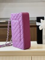Chanel Classic Handbags Woman’s Purple Lock Silver 25cm - Image 4