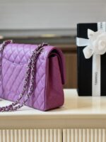 Chanel Classic Handbags Woman’s Purple Lock Silver 25cm - Image 3