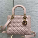 Dior Medium Lady bag in Pink Gold Hardware