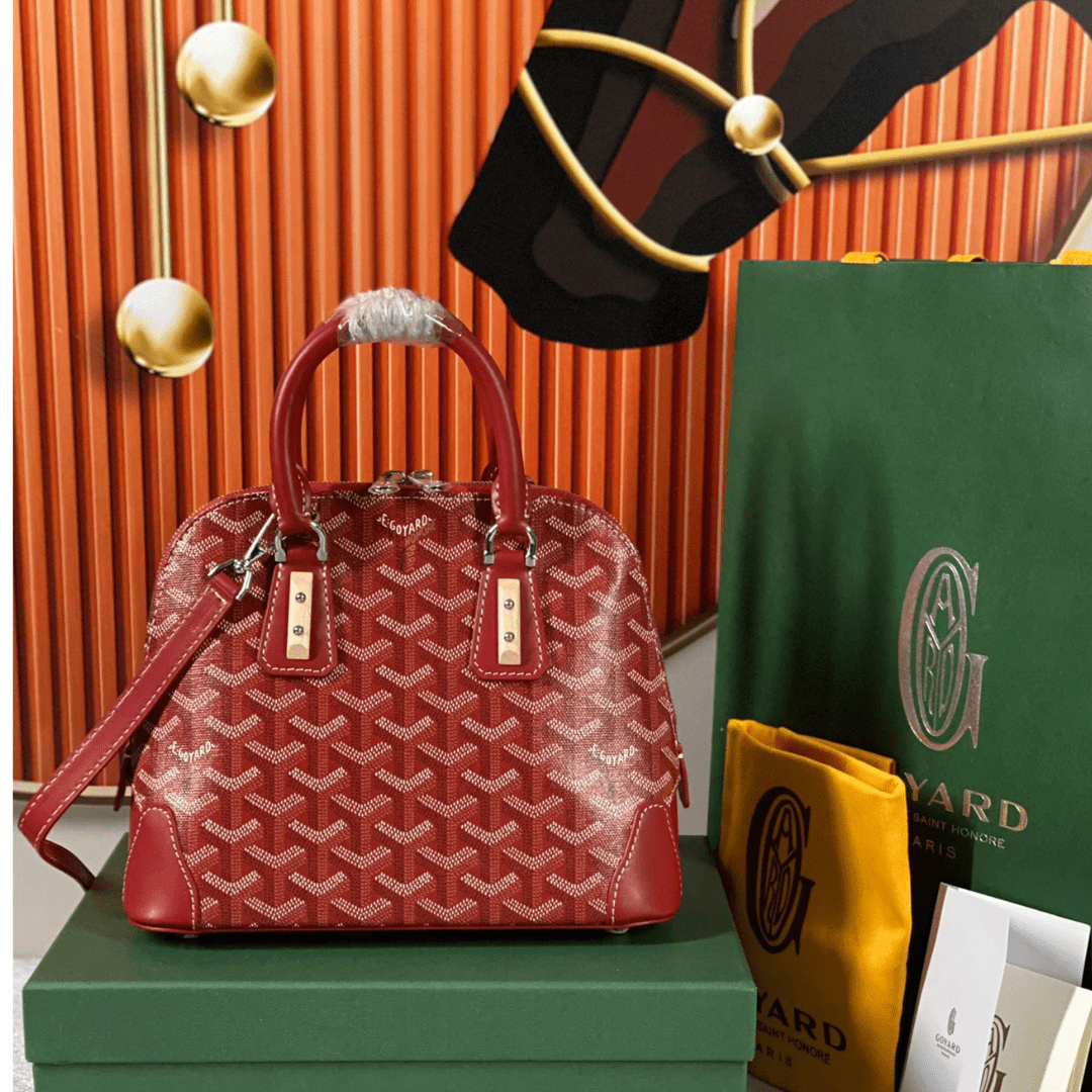 Untitled-design-2025-05-23T191531.622.png Goyard Alma Vedome Red Super Quality Handbag With Fabric Wrapped Leather Strap 24cm - Image 1