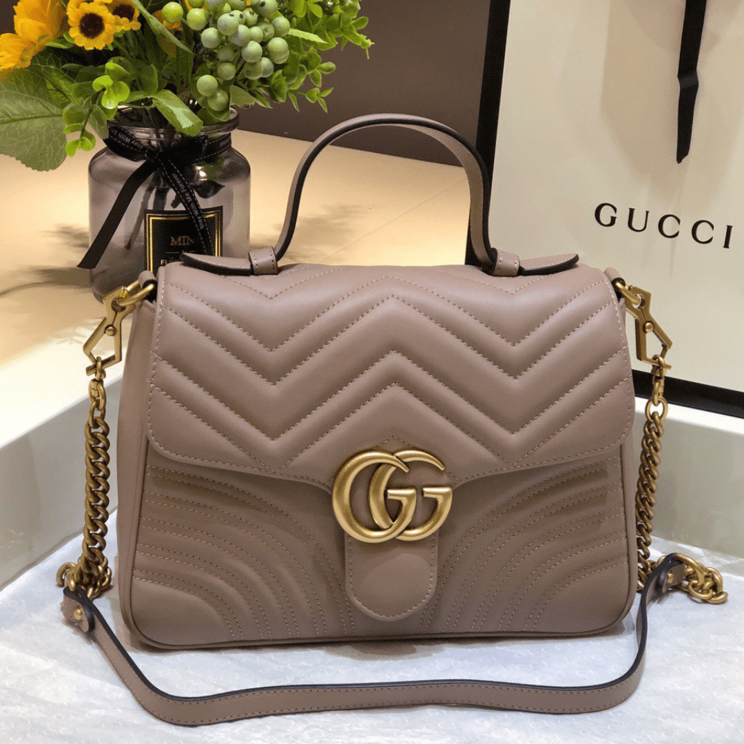 Untitled-design-2025-05-24T050509.770.png Gucci Marmont Top Handle Like Auth Women’s Handbag with Gold Buckle 27cm - Image 1