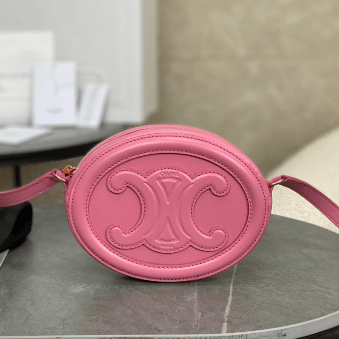 Untitled-design-2025-05-27T020629.471.png Celine Mini Handbag Pink Smooth Leather 16×12.5x4cm - Image 1