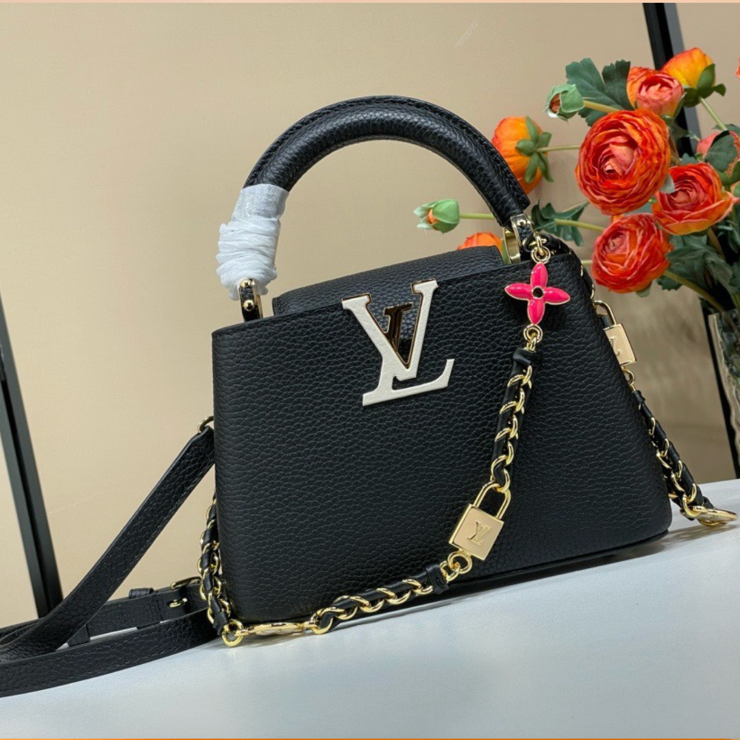 Untitled-design-2025-05-27T062815.369.png Louis Vuitton LV Capucines BB Black Cowhide Leather Handbags 21x14x8cm - Image 1
