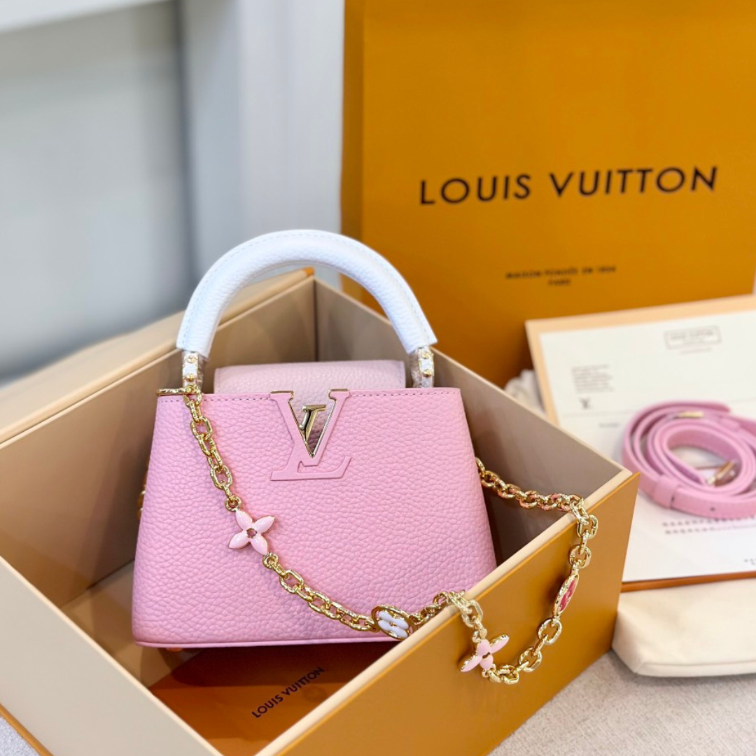 Untitled-design-2025-05-27T072919.244.png Louis Vuitton LV Capucines Like Auth Handbags Pink Lock Gold 21cm - Image 1