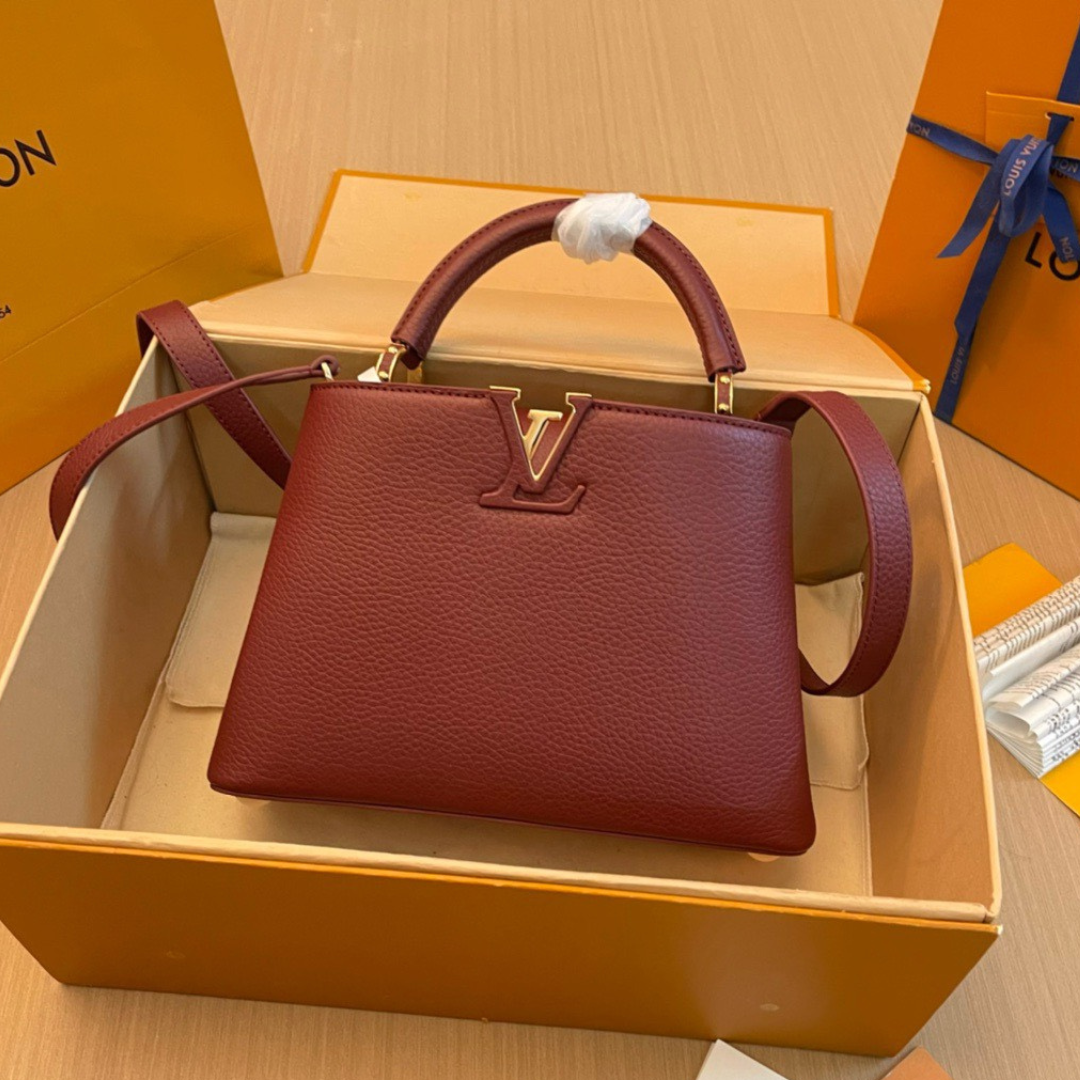 Untitled-design-2025-05-27T082349.192.png Louis Vuitton LV Capucines Woman’s Dark Red Handbags 27x21x10cm - Image 1