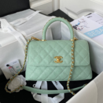 Chanel Coco Pastel Blue Handbags With Lock Gold 24cm