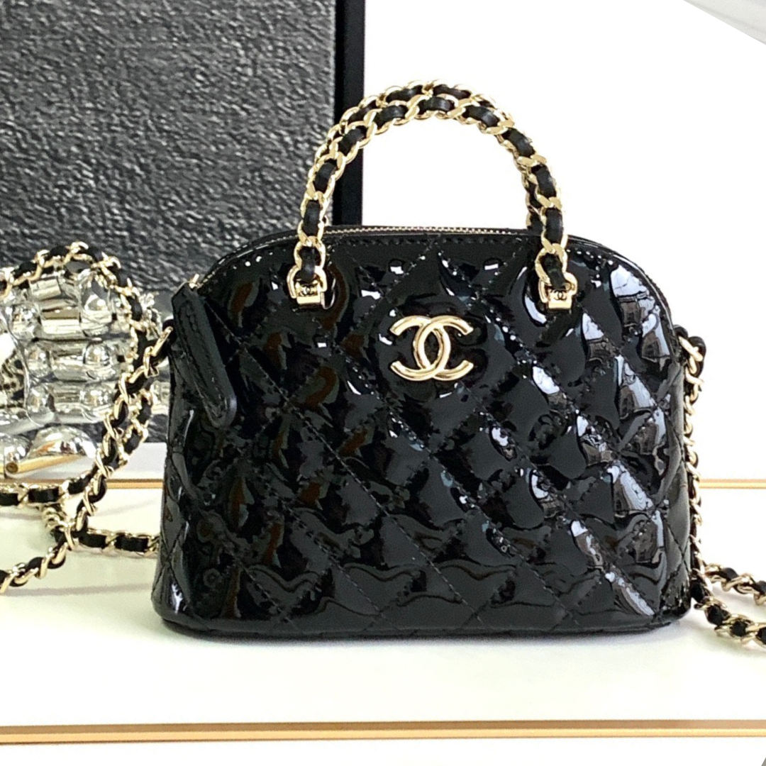 Untitled-design-2025-05-29T012327.207.png Chanel Alma Mini Shiny Leather Handbags Black Lock Gold 12cm - Image 1