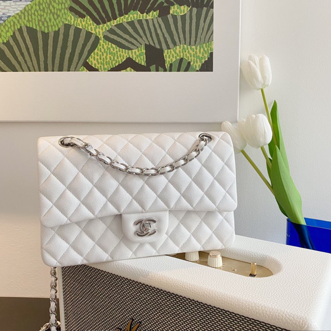Untitled-design-2025-05-29T025340.832.png Chanel Classic Flap Medium White with Gold Hardware - Image 1