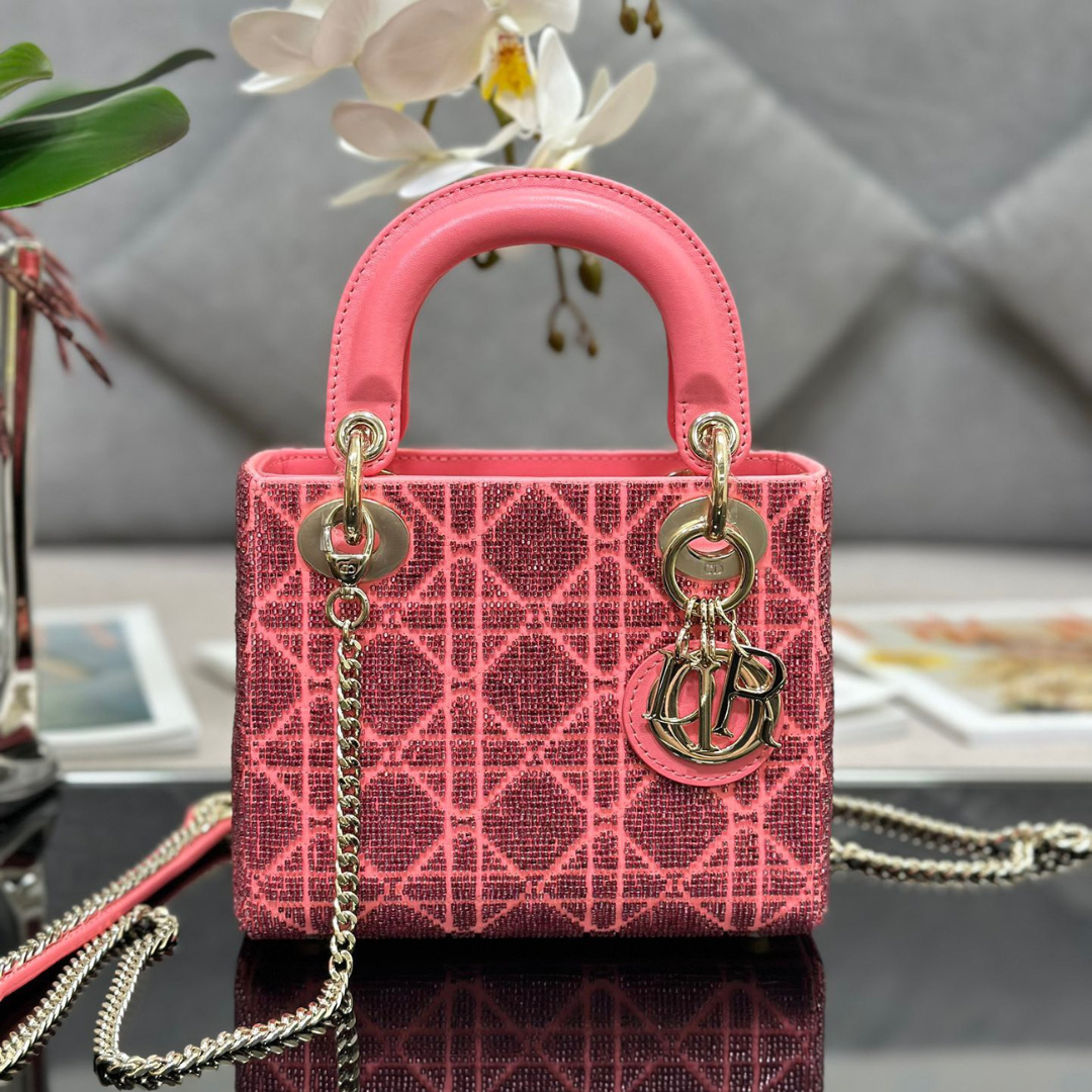 Untitled-design-2025-05-29T191045.747.png Dior Lady Super Pink Handbag with Beads 17x15x7cm - Image 1