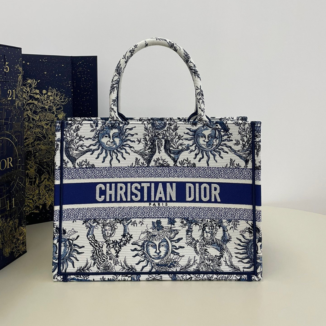 Untitled-design-2025-05-30T033609.548.png Dior Book Tote Women’s Handbag Embroidered Fabric Size 36cm - Image 1