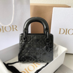 Dior Lady Matte Black Diamond Pattern 17cm