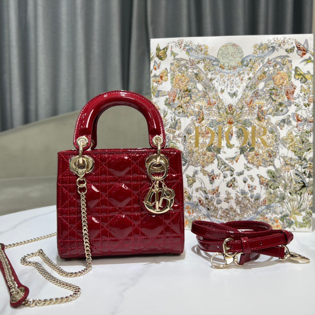 Untitled-design-2025-05-30T053657.941.png Dior Lady Mini Super Quality Women’s Handbag, Glossy Red, 17cm - Image 1