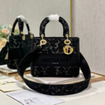 Christian Dior Medium Lady D-Lite bag in black lace embroidery