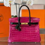 HN Pink/Black Genuine Crocodile Leather Gold Hardware – Custom Made