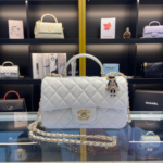 Chanel Handle Charm Like Auth Handbags Lock Gold Demi White 20x12cm