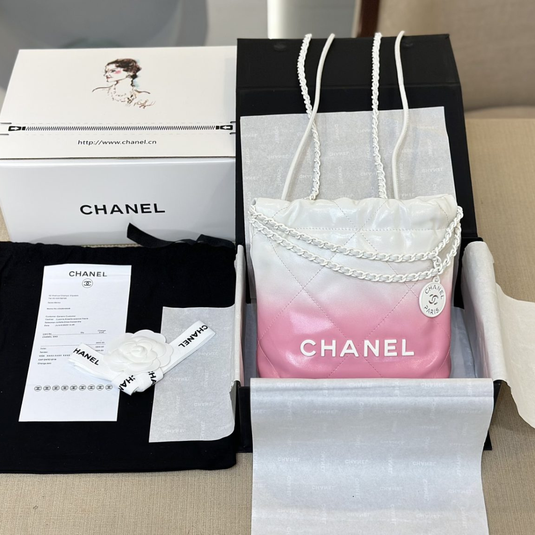 Untitled-design-2025-06-04T052647.392.png Chanel 11 Handbag 22 Mini Mix White Pink Woman’s 20cm - Image 1