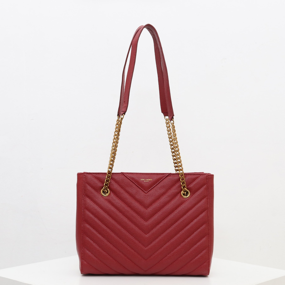 Untitled-design-2025-06-11T234503.135.png Saint Laurent Tribeca shoulder bag in burgundy leather - Image 1