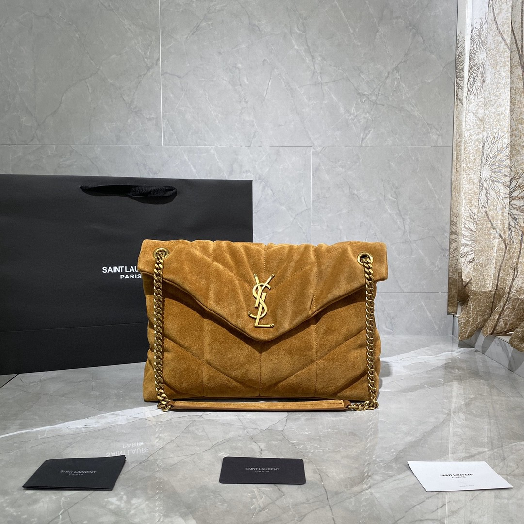 Untitled-design-2025-06-12T014652.115.png SAINT LAURENT Puffer Toy quilted leather-trimmed suede shoulder bag - Image 1