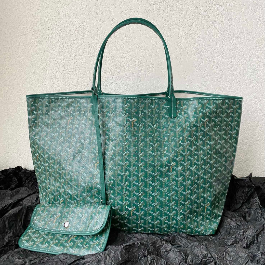 Untitled-design-2025-08-08T220834.635.png Goyard Green Goyardine Canvas & Chevroches Calfskin Saint Louis PM Tote - Image 1