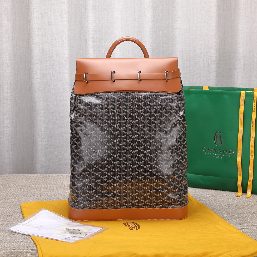 Untitled-design-2025-08-09T035041.099.png Goyard Black Goyardine & Brown Leather Steamer Bag - Image 1