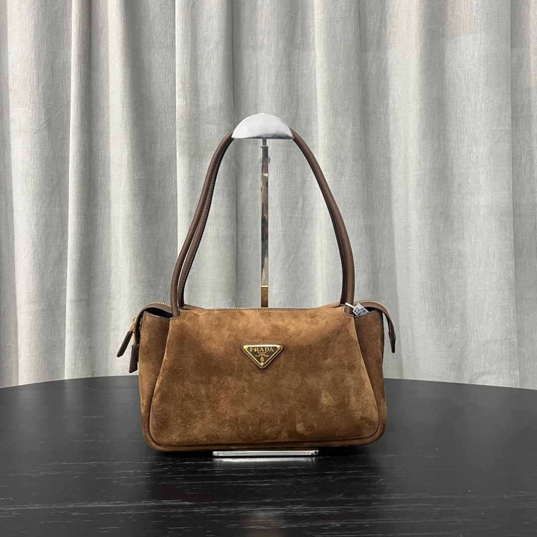 Untitled-design-2025-08-13T210852.353.png Prada Brown Medium Suede Shoulder Bag - Image 1