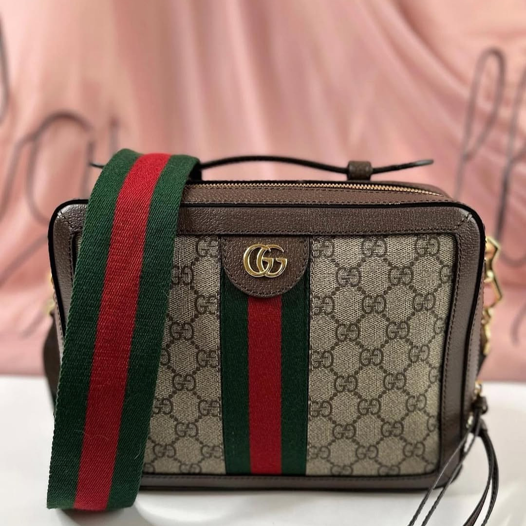 Untitled-design-2025-09-02T174655.221.png Gucci Brown Small GG Supreme Ophidia Bag - Image 1