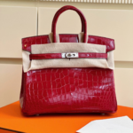 HN 25 Red Genuine Crocodile Leather Palladium Hardware