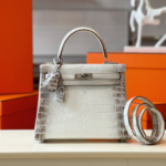 HN 25 Himalaya Albino Genuine Crocodile Leather Palladium Hardware