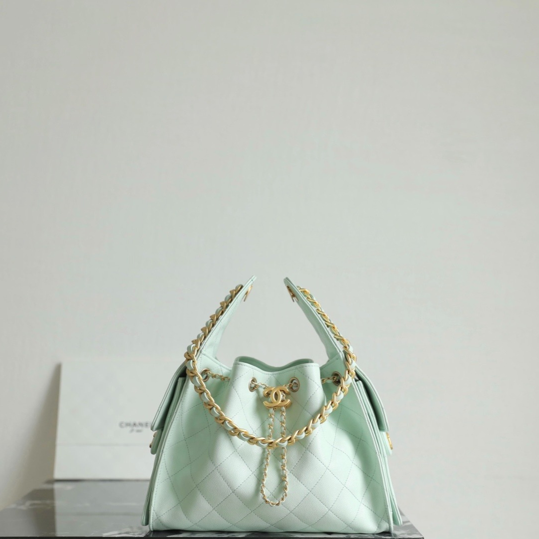Untitled-design-2025-10-01T080510.036.png CHANEL 25 HANDBAG 30 IN GREEN CAVIER GOLD HARDWARE - Image 1
