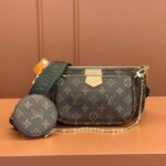 Louis Vuitton LV Multi Pochette Handle Fabric Green Handbags Monogram