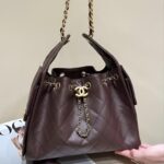 CHANEL 25 Small Handbag Grained Calfskin & Gold-Tone Metal Brown