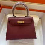 HN MINI 20 BAG IN GARNET RED WITH GOLD HARDWARE