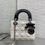 Dior Mini Lady Dior Bag with Chain in two-tone latte and black